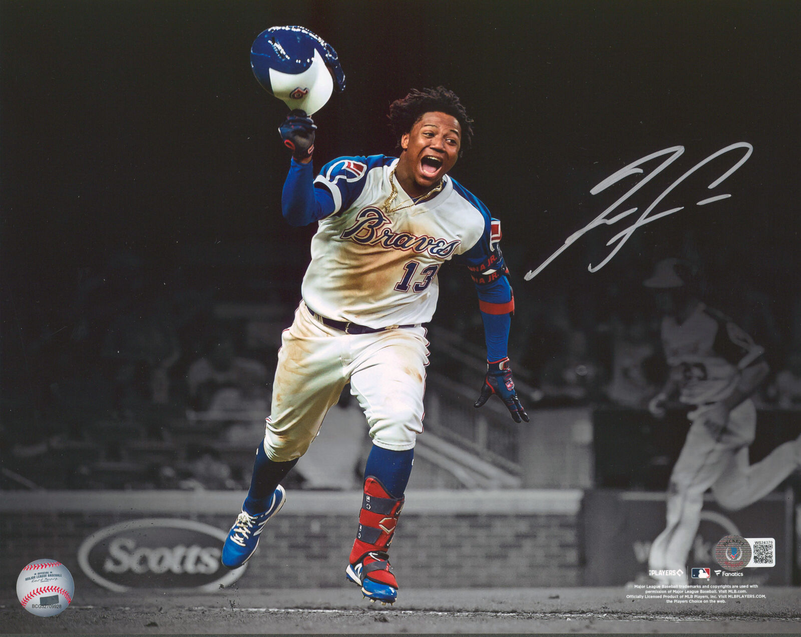 Braves Ronald Acuna Authentic Signed 11x14 Horizontal Spotlight Photo Poster painting BAS Wit