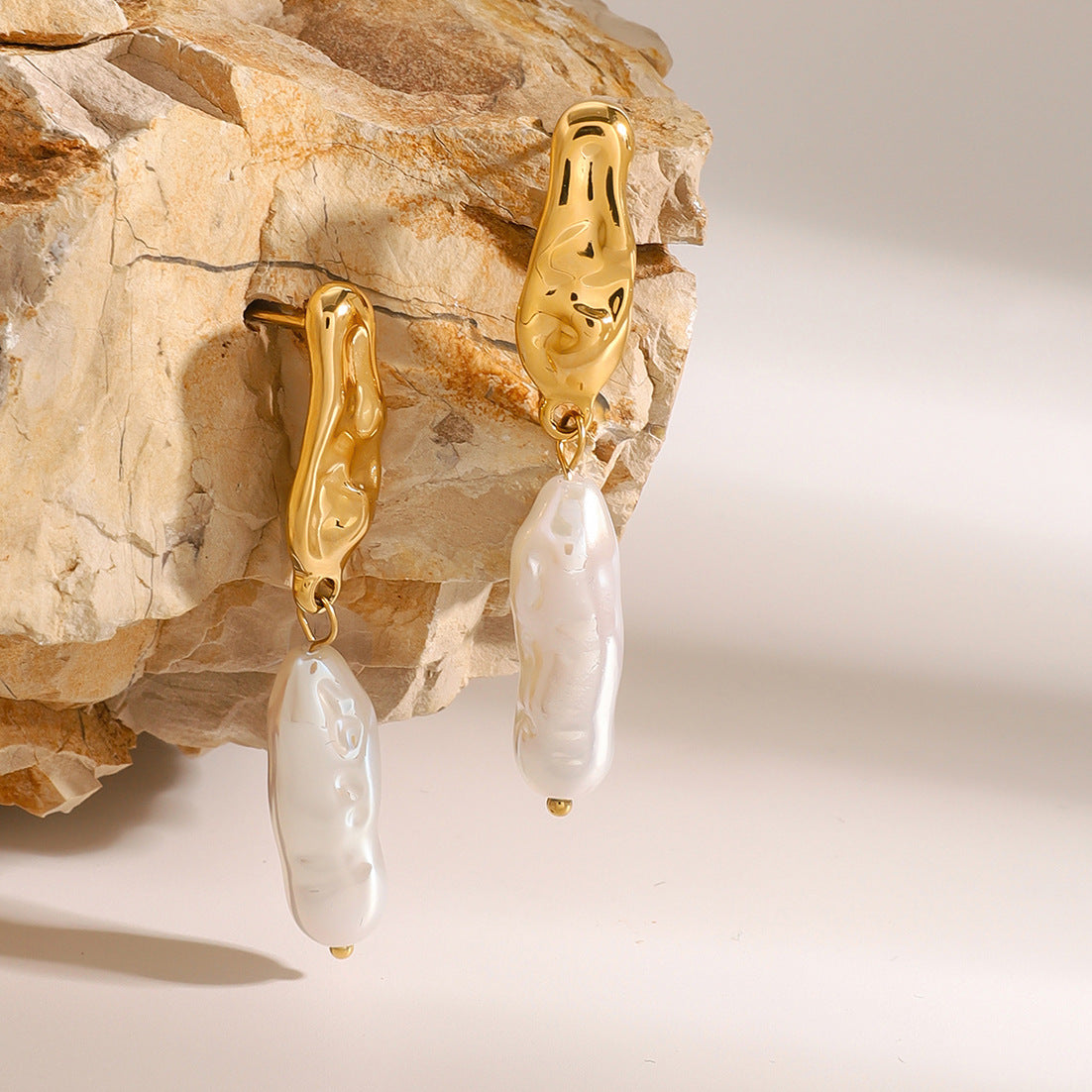 Jie Ding Stainless Steel Pearl Earrings Niche Ins Earrings Titanium Steel Earring