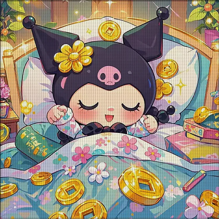【Brand】Kuromi 60*60cm 11CT Stamped Canvas Cross Stitch gbfke
