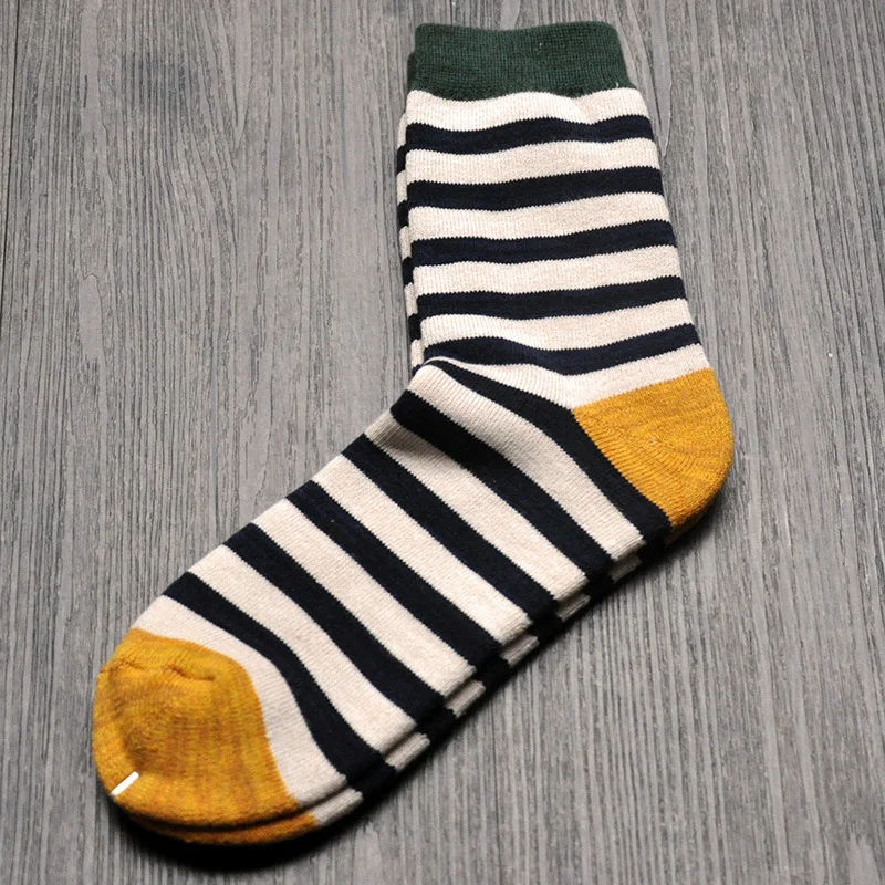 Vintage Color Striped Colorblock Cotton Socks
