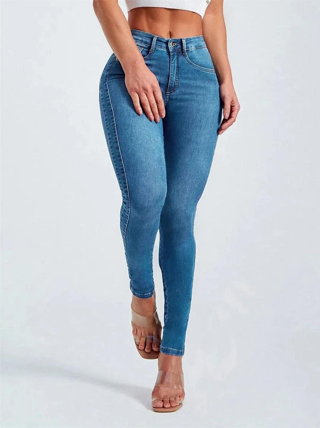 Women plus size clothing Women's Slim Fit Pencil Stretch High Waist Jeans Pants-Nordswear