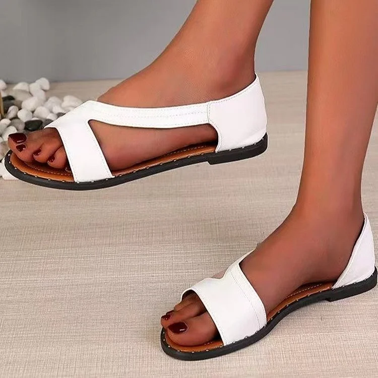 Fashion Fish Mouth One-Line Foot-Supportive Flat Sandals  Stunahome.com