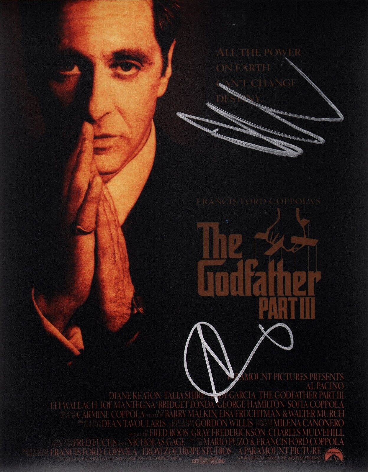 ANDY GARCIA & DIANE KEATON Authentic Hand-Signed The Godfather 3