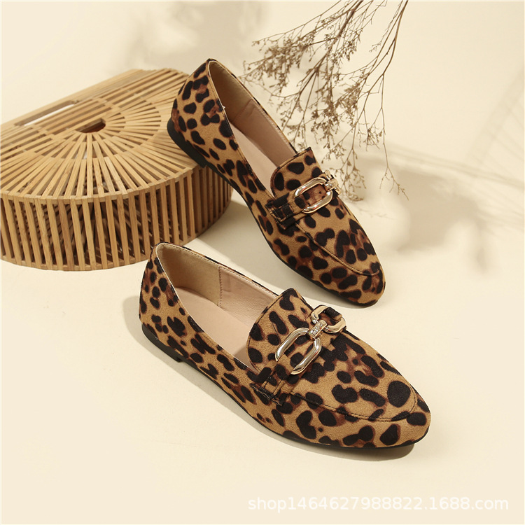 Women's Suede Leopard Leisure Soft Sole Loafers | ARKGET