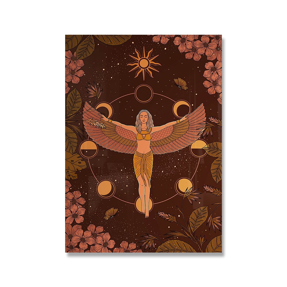 Cosmic Goddess for Interior Decoration Printable Wall Art Egyptian Spirit Illustration Abstract Poster Boho Canvas Painting