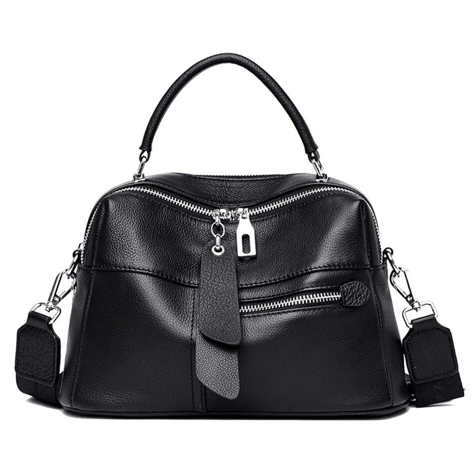 2 Layers Tote 100% Cowhide Fabric Leather Handbags Small Women Shoulder Bag High Quality Fashion Female Designer Brand Bag