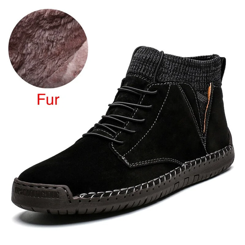 DEKABR Brand Men Snow Boots Winter Plush Warm Men Motorcycle Boots Lace-Up Non-slip Male Ankle Boots Autumn Man Work Shoes