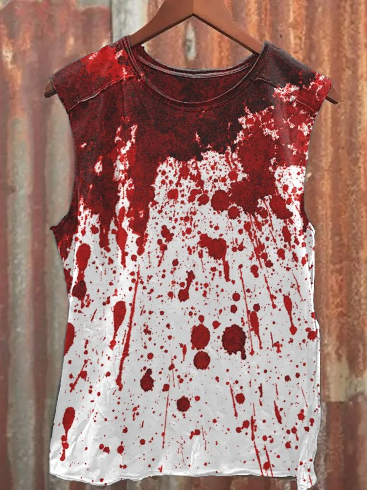 Men's Spooky Halloween Blood Splatter Tank Top