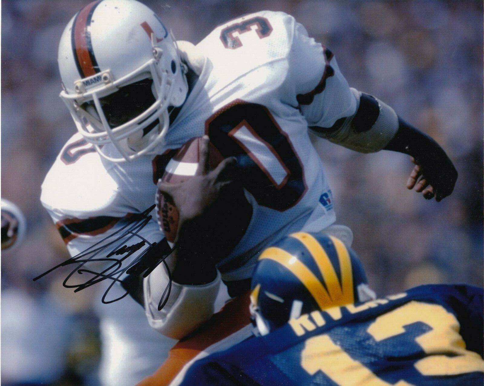 ALONZO HIGHSMITH MIAMI HURRICANES ACTION SIGNED 8X10