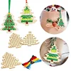 5Pcs Christmas Tree - Cross Stitch Wood Embroidery 10cm