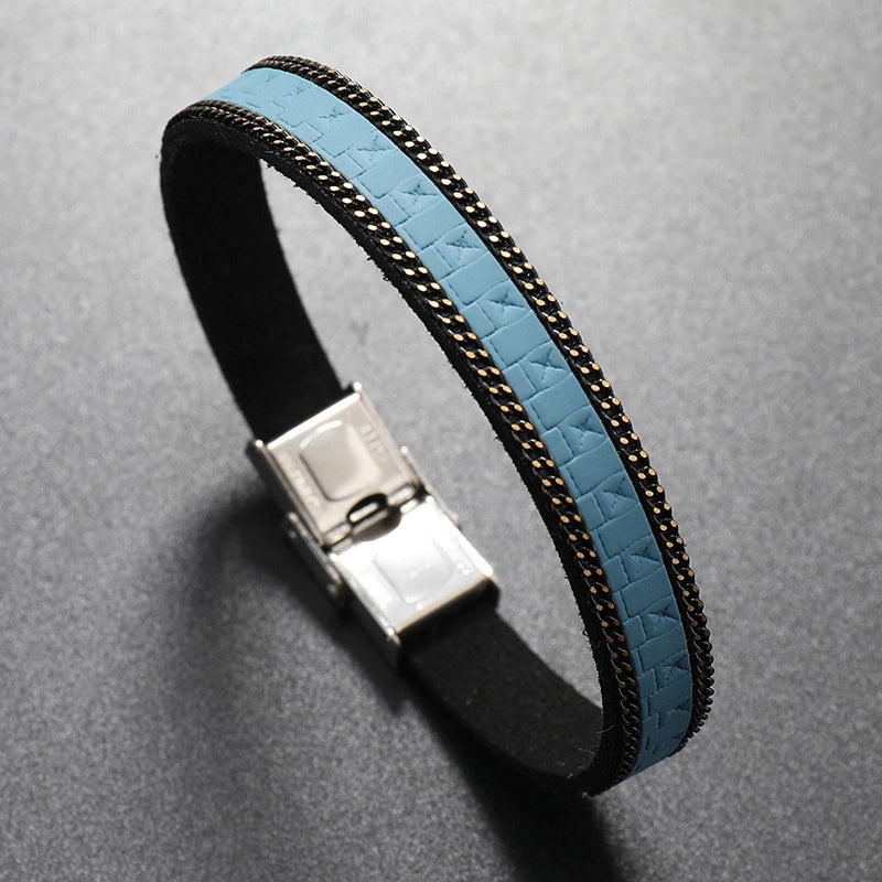 Vintage Style Ethnic Style Solid Color 304 Stainless Steel Pu Leather Polishing Unisex Bracelets Men Cord & Leather Bracelets3