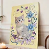 DIY Pearl Painting Flowers Cat for Home Wall Decor with Frame(40x30cm)