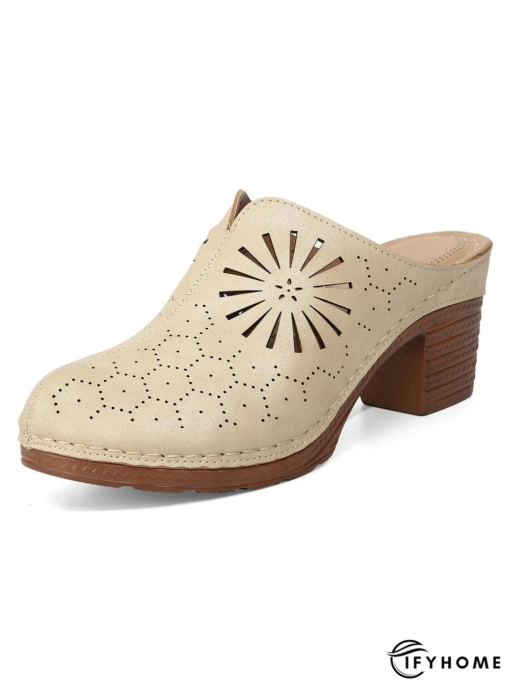 Vintage Plus Size Hollow out Chunky Heel Mules | IFYHOME