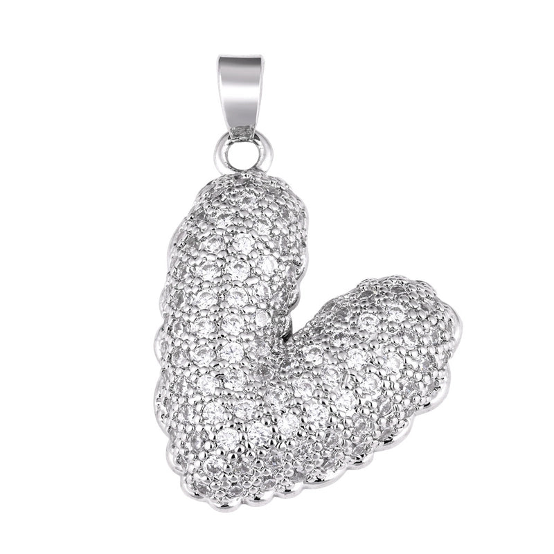 1 Piece Copper Zircon Four Leaf Clover Round Heart Shape Pendant Jewelry Accessories