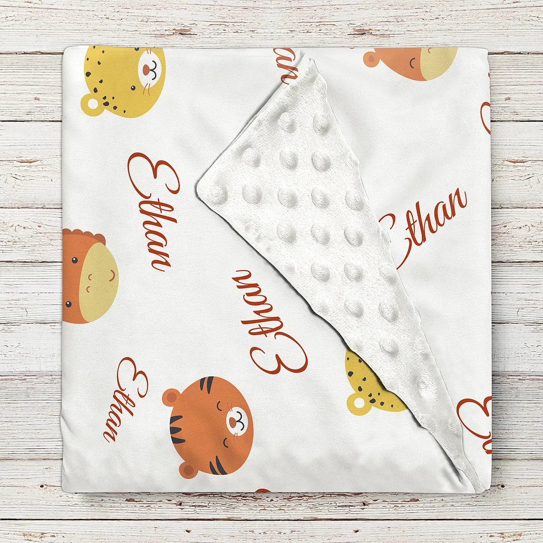 Ethan's Personalized Baby Name Blanket, Safari Animals