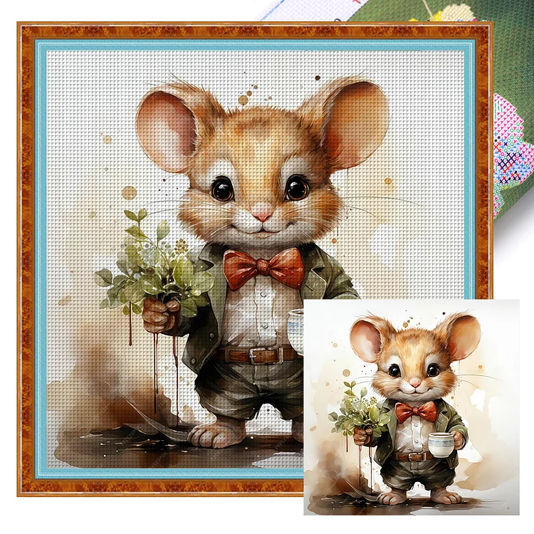 Cute Little Mouse 11CT (40*40CM) Stamped Cross Stitch gbfke