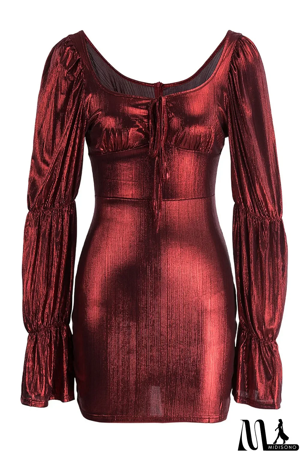 MidiSono - Red Sexy Solid Patchwork Square Collar One Step Skirt Dresses