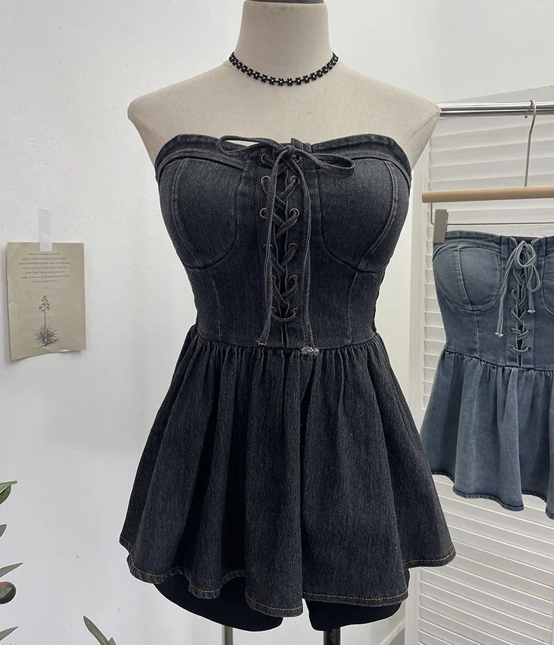 Nigikala Nigikala Shooting Western Cowboy Style Hottie Wearing Retro Breasted Cowboy Vest Wearing Rope With Sleeveless Top 2621