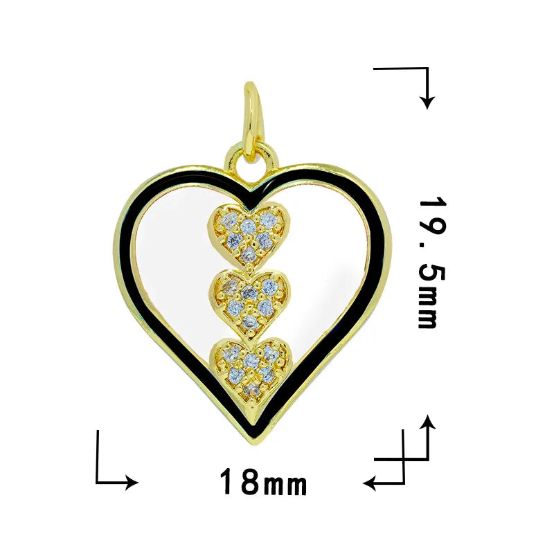 1 Piece 17.5*18mm 17*18.8mm Copper Zircon Heart Shape Pendant
