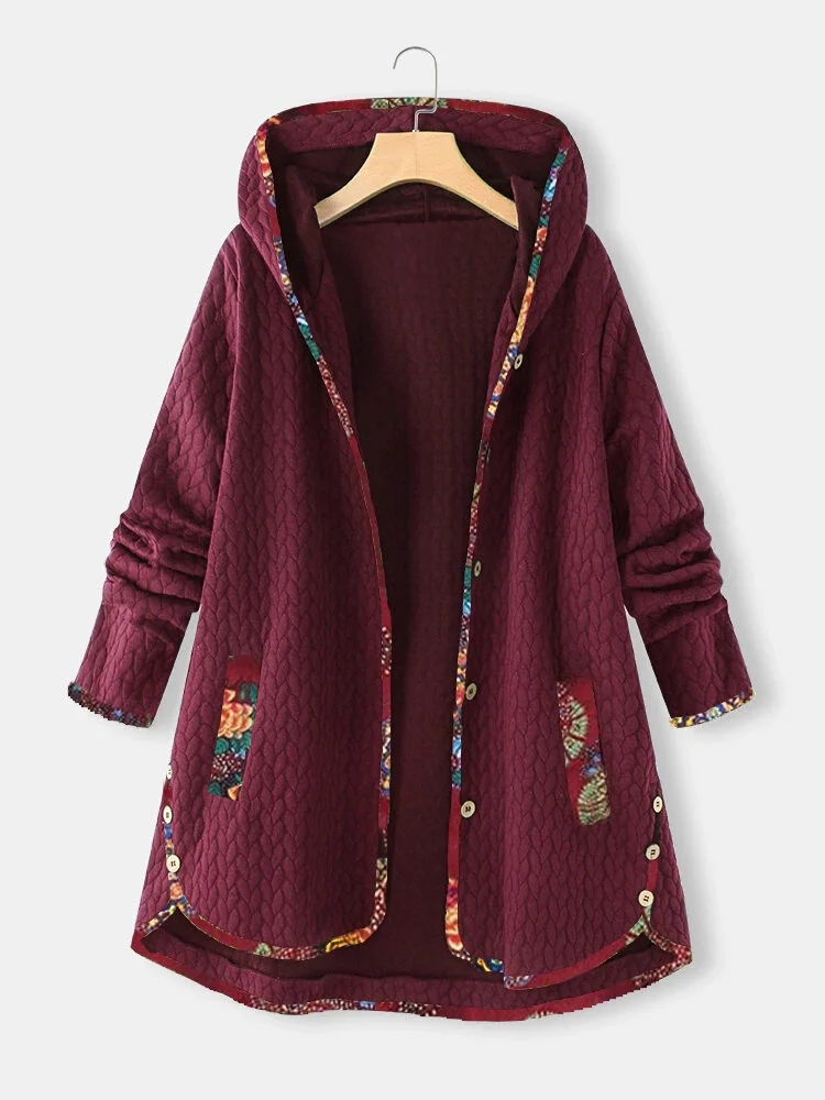 Womens Cotton Coat Vintage West Style Hoodie Coat Outerwear Plus Size 3 Colors