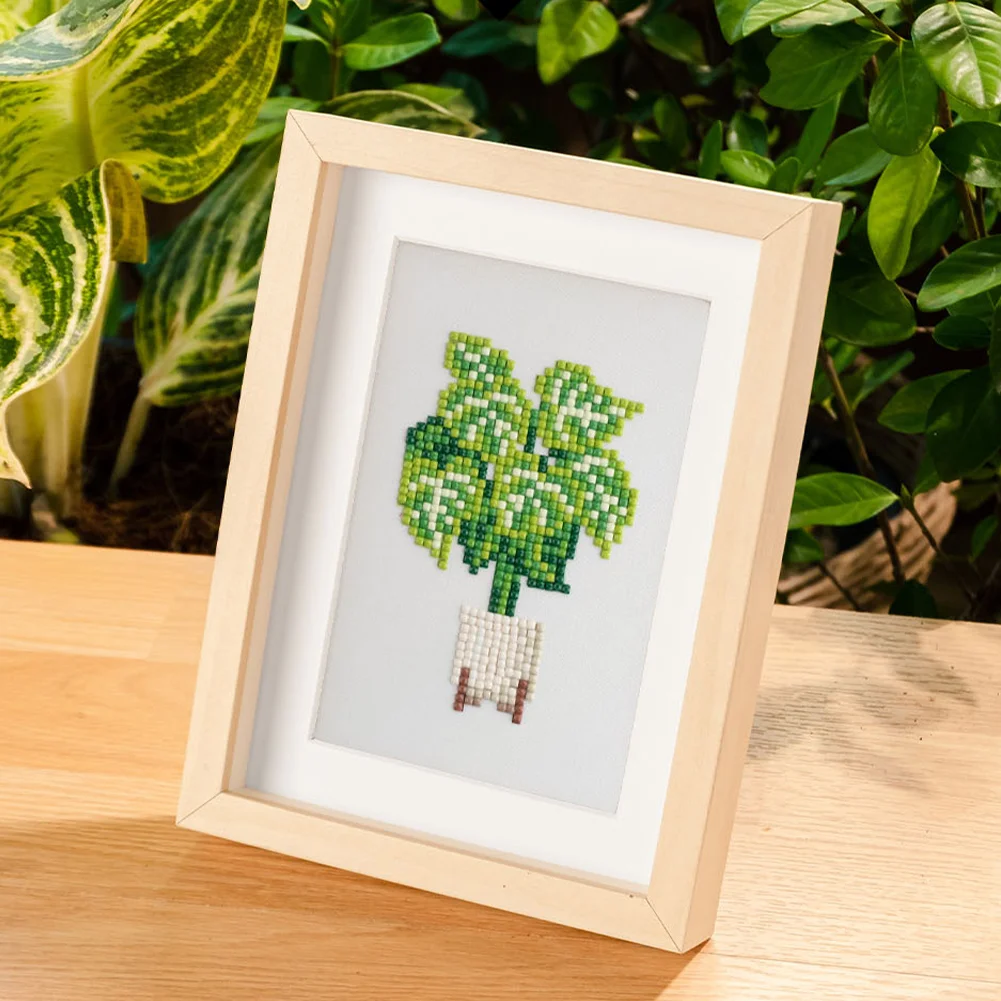 12pcs Plants DIY Mini Square Diamond Painting for Desktop Decor No Frame(14*18cm)