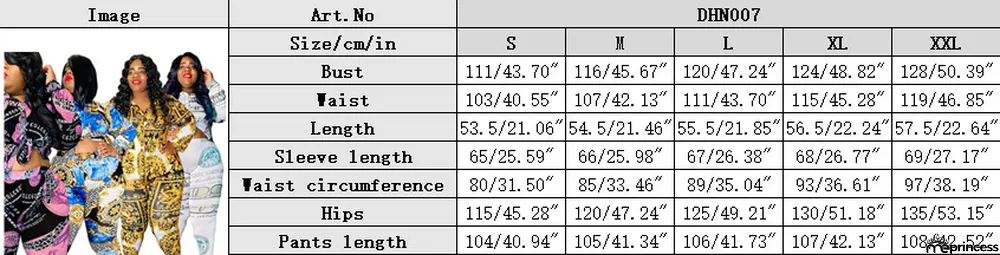 Plus Size Women Vintage Printed Long Sleeve Shirt + Pants Two-Piece Set