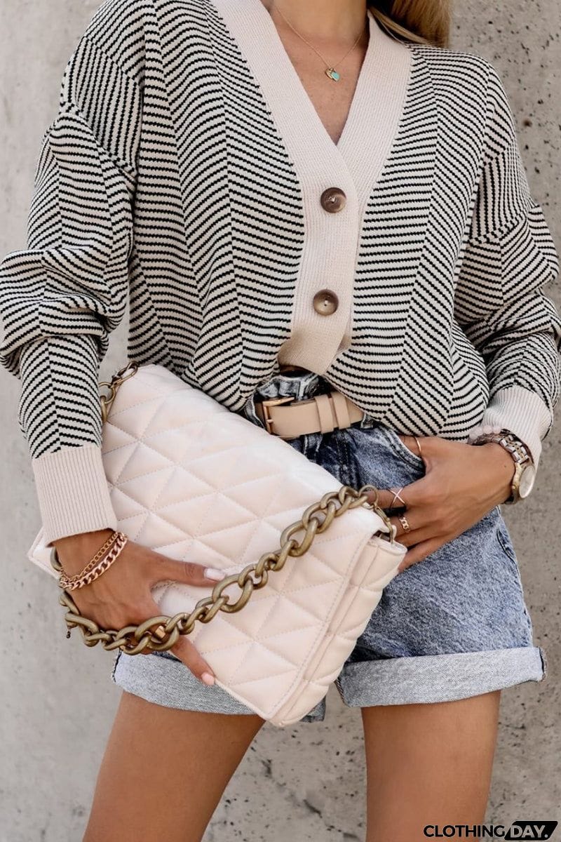 Stripe Button Cardigan