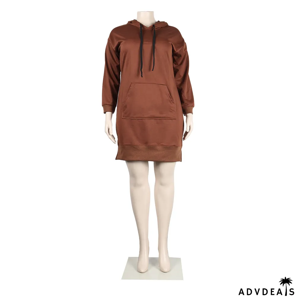 Womens Sexy Casual Solid Long Sleeve With Hood Slit Dress