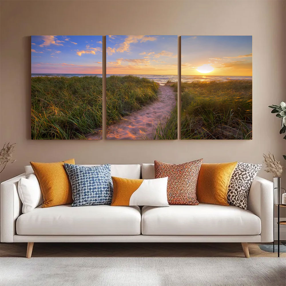 3-Piece Set Sunset Beach Canvas Art