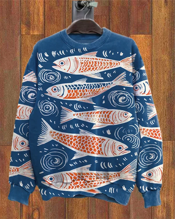 Sardine Unisex Print Loose Sweatshirt