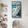 M&auml;dchen in einem blumigen Kleid am Meer - runder Bohrer Diamantmalerei - 40*70cm (gro&szlig;e Gr&ouml;&szlig;e)