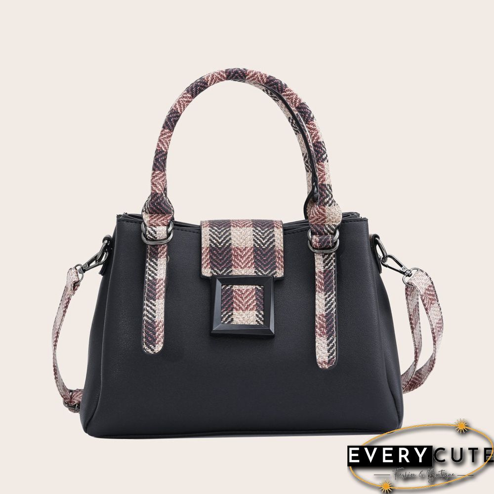 Plaid Split Joint Shoulder Bag