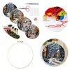 4pcs Town-DIY Embroidery Kit with Pattern Cotton Threads Needles Hoop Scissor 25*25cm tapestrymarket