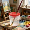 Spill Proof Paint Cups with Colored Lids Paint Brush Cleaner Cup Reusable for Artist Watercolor Painting Art Crafts Supplies (1Pcs Red)