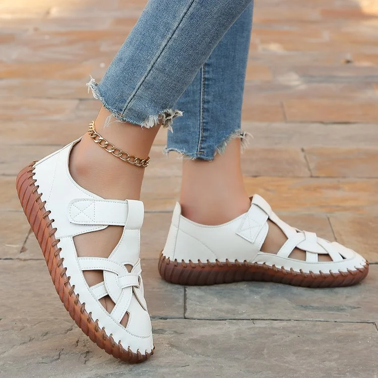 Flat Hollow Elastic Strap Shoes Soft Sole Lightweight Sandals