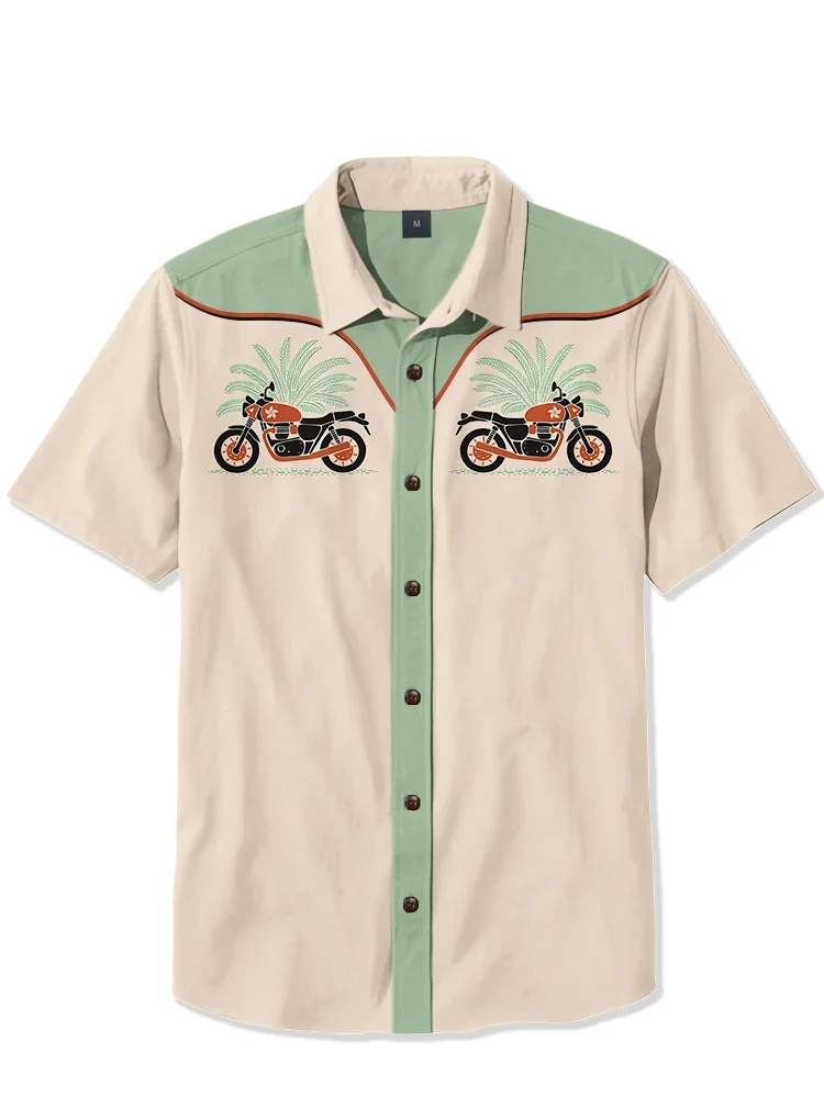 Suitmens 100% Cotton - Motorcycle Under Palm Trees  Shirt