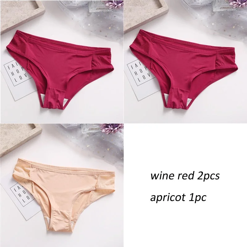 3PCS/Set Lot panties for Women Comfortable Smooth Underwear Soft Intimates Lingerie Girls Briefs Solid Color Fashion Underpants