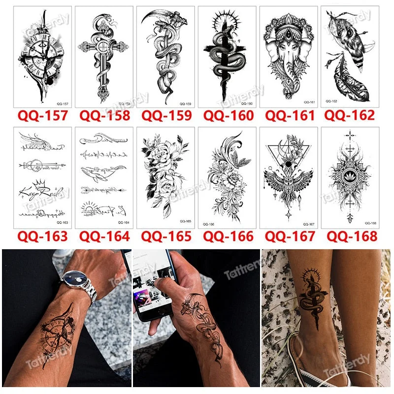 12Pcs/Set Waterproof Temporary Tattoo Sticker Small Rose Daisy Peony Flash Tatoo Flower Hand Ankle Wrist Fake Tatto For Body Art