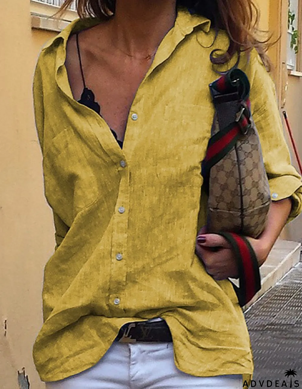 Women's Casual Solid Long Sleeved Shirt