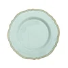 10 Pack | 9" Jade / Gold Scalloped Rim Plastic Dinner Plates, Disposable Party Plates
