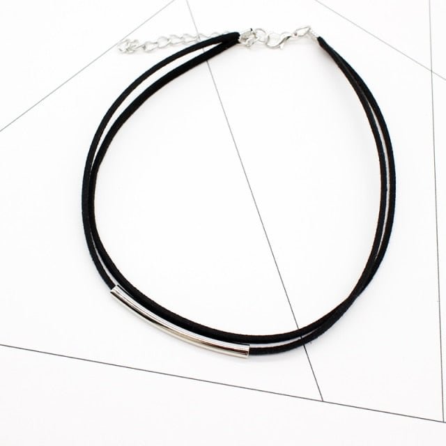 YOY-New Fashion Bending Tube Velvet Choker Necklace