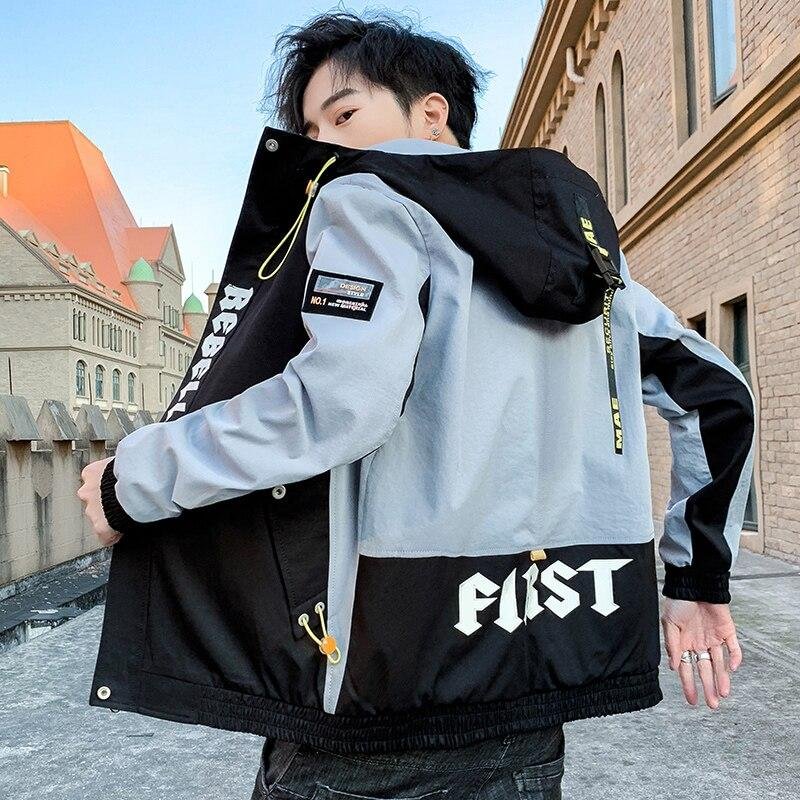 Men's Coat Spring Autumn 2020 New Korean Version Hooded Casual Jacket Men Fashion Zipper Jackets Outwear Slim Fit Plus Size 1026 515