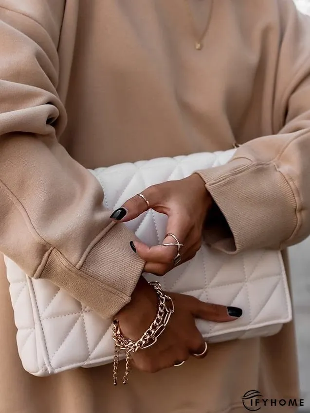 Sweatshirt Tracksuit Pants Sets Pants Trousers Active Streetwear Pink Khaki Sports Outdoor Casual Solid Color Crew Neck S M L XL XXL for Women | IFYHOME