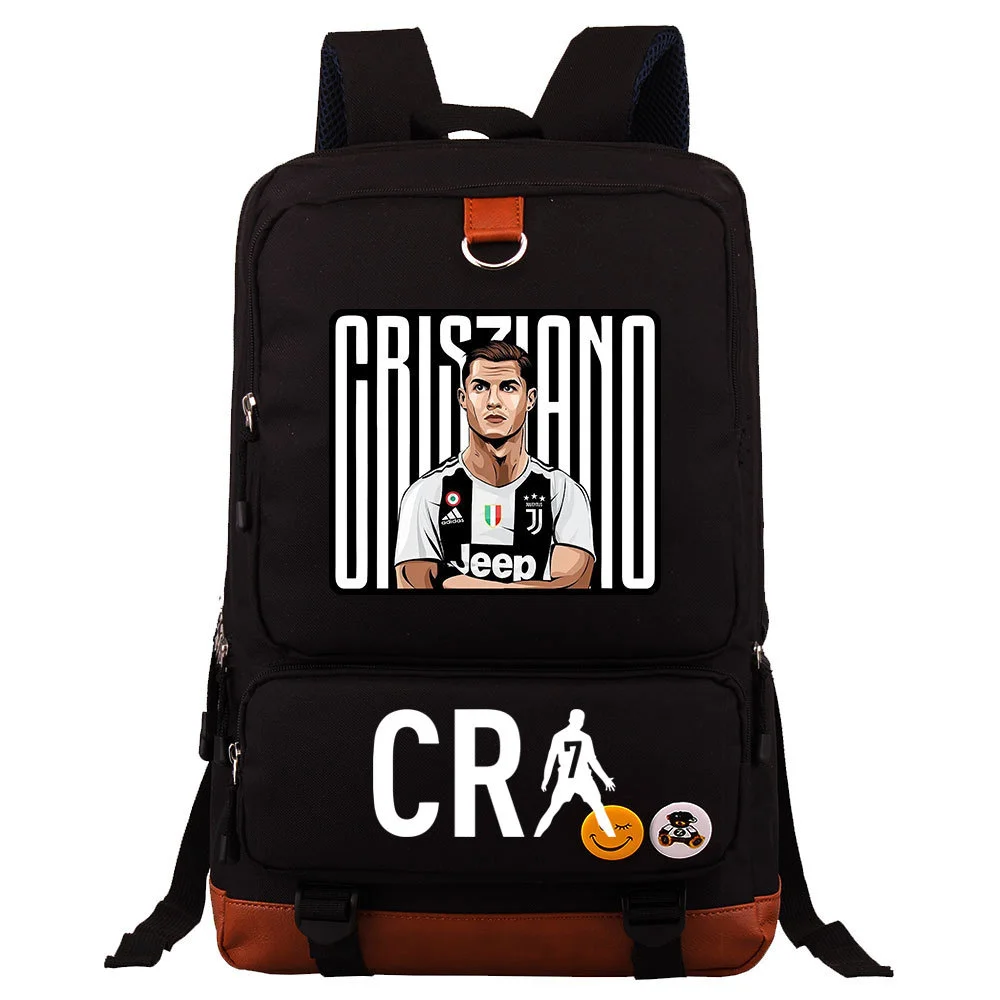 Buzzdaisy Cristiano Ronaldo Printed Square Backpack - Large Capacity and Laptop Compartment