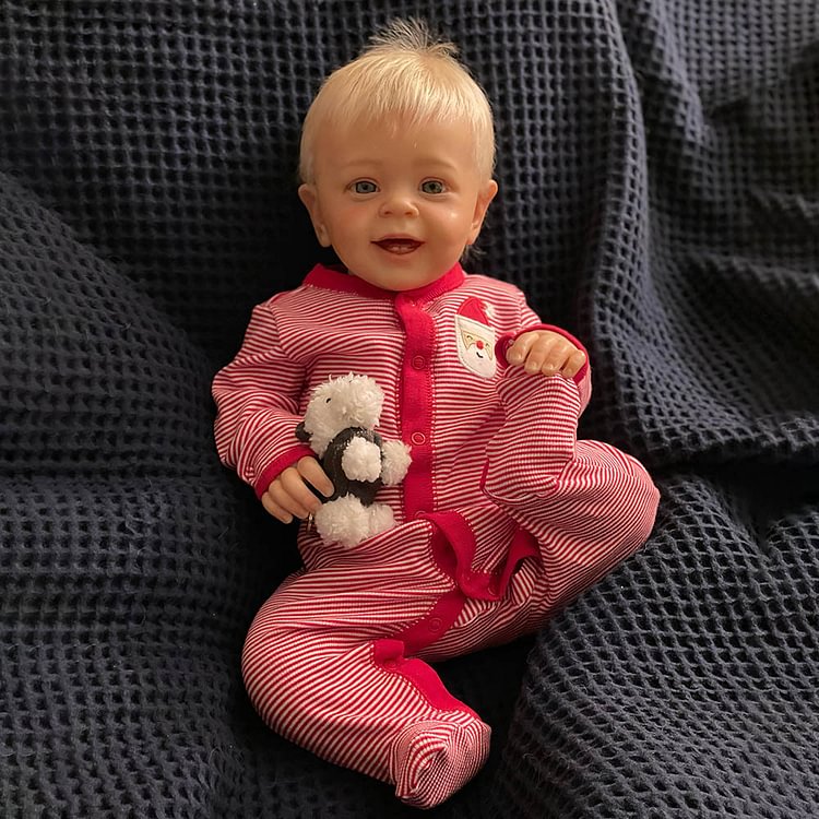 [Holiday] 20'' Lifelike Realistic Eyes Opened Doll Named Hassy Reborn Boy Baby Doll with Blond Hair Rebornartdoll® Rebornartdoll®