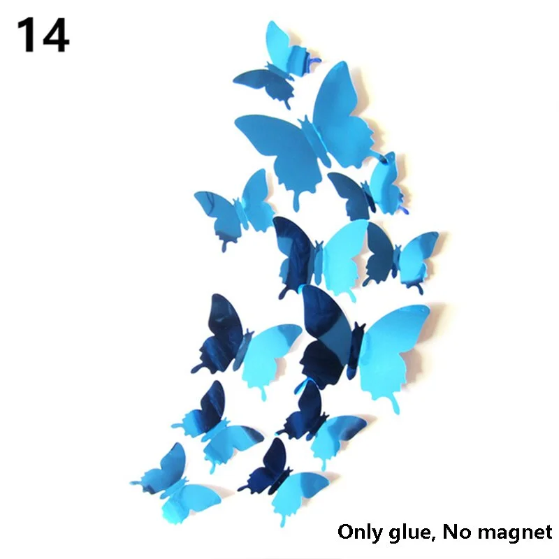 12Pcs 3D Double Layer Butterfly Wall Sticker on The Wall for Home Decor DIY Butterflies Fridge Magnet Stickers Room Decoration