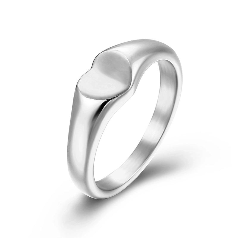Elegant Heart Shape Titanium Steel Polishing Rings