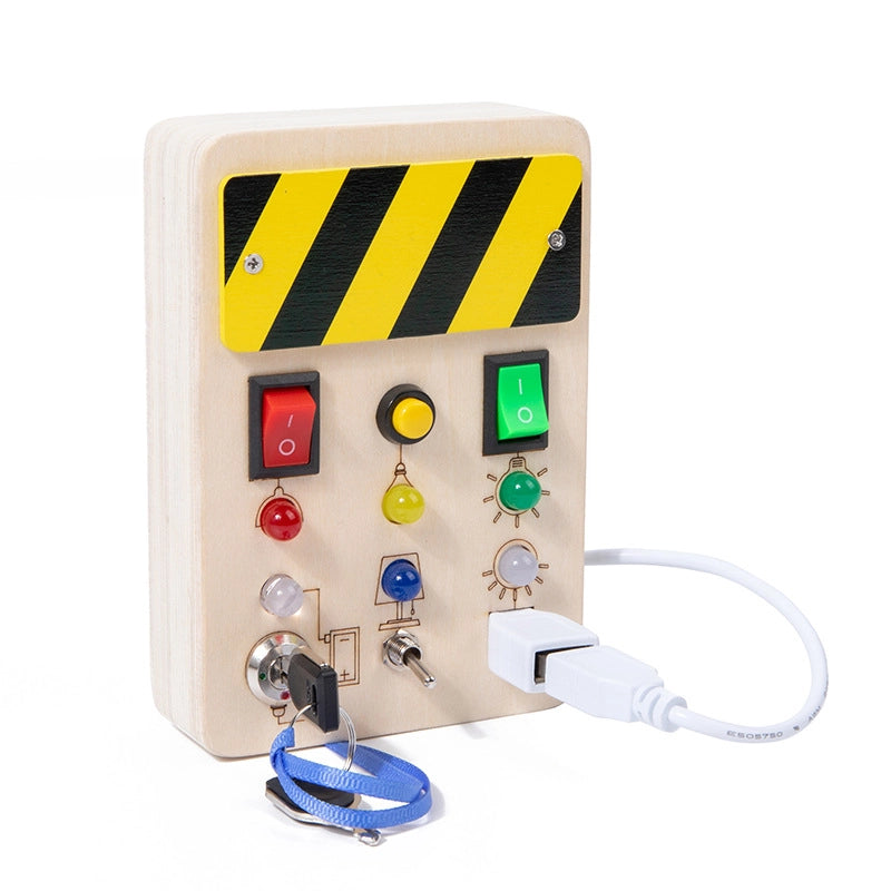 Popular Children’s Early Education Wooden LED Light Socket Switch Busy Board Toy Hands-on Wooden Toy