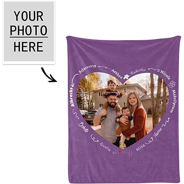 Loveyoufancy Customized Blanket with Photos for Family Photo Blanket