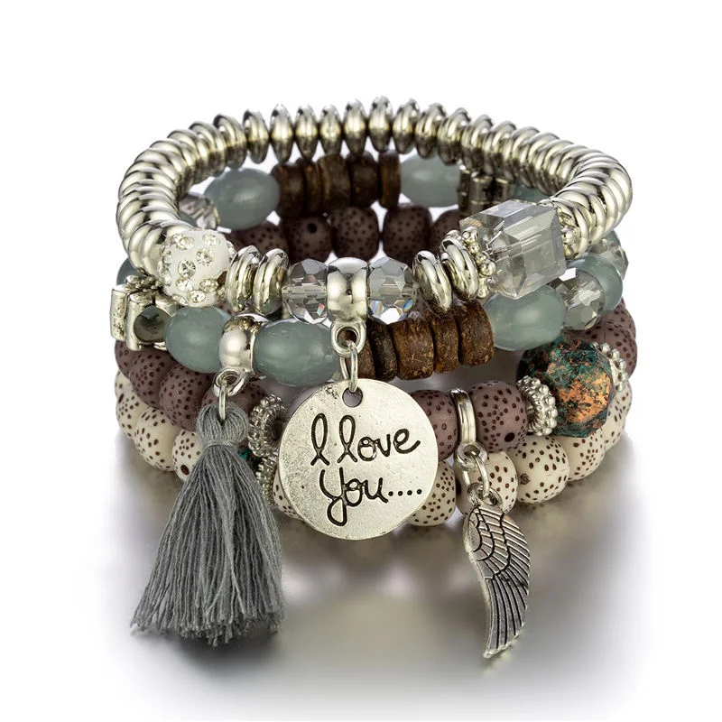 Love Wings Tassel Multilayer Bracelet